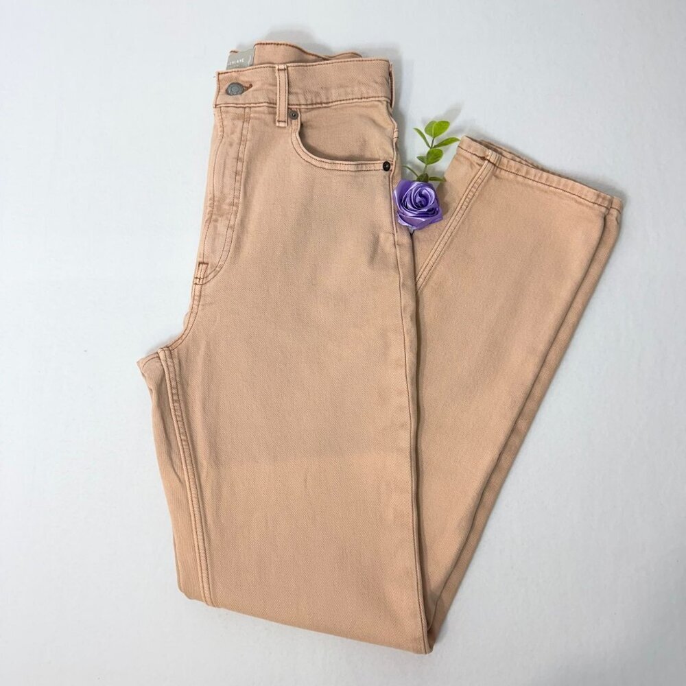 Everlane Way High Slim Jeans Womens 25 Beige Mid Rise Organic Cotton Stretch